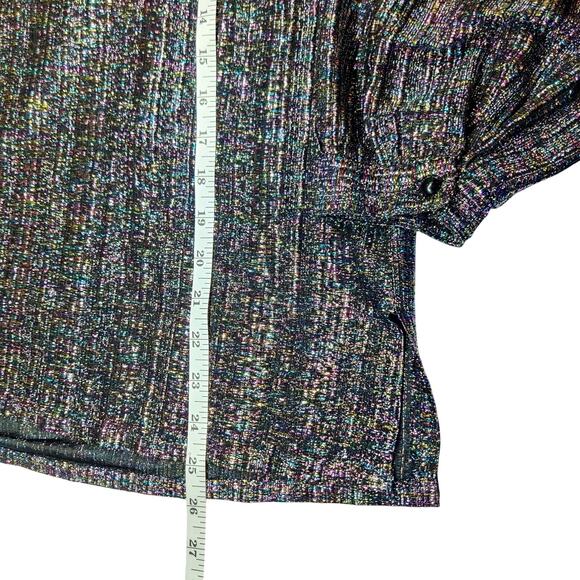 Vtg 70s Ample Togs Sparkly Rainbow Metallic Colorful Disco Glitter Blouse Large - Picture 10 of 10